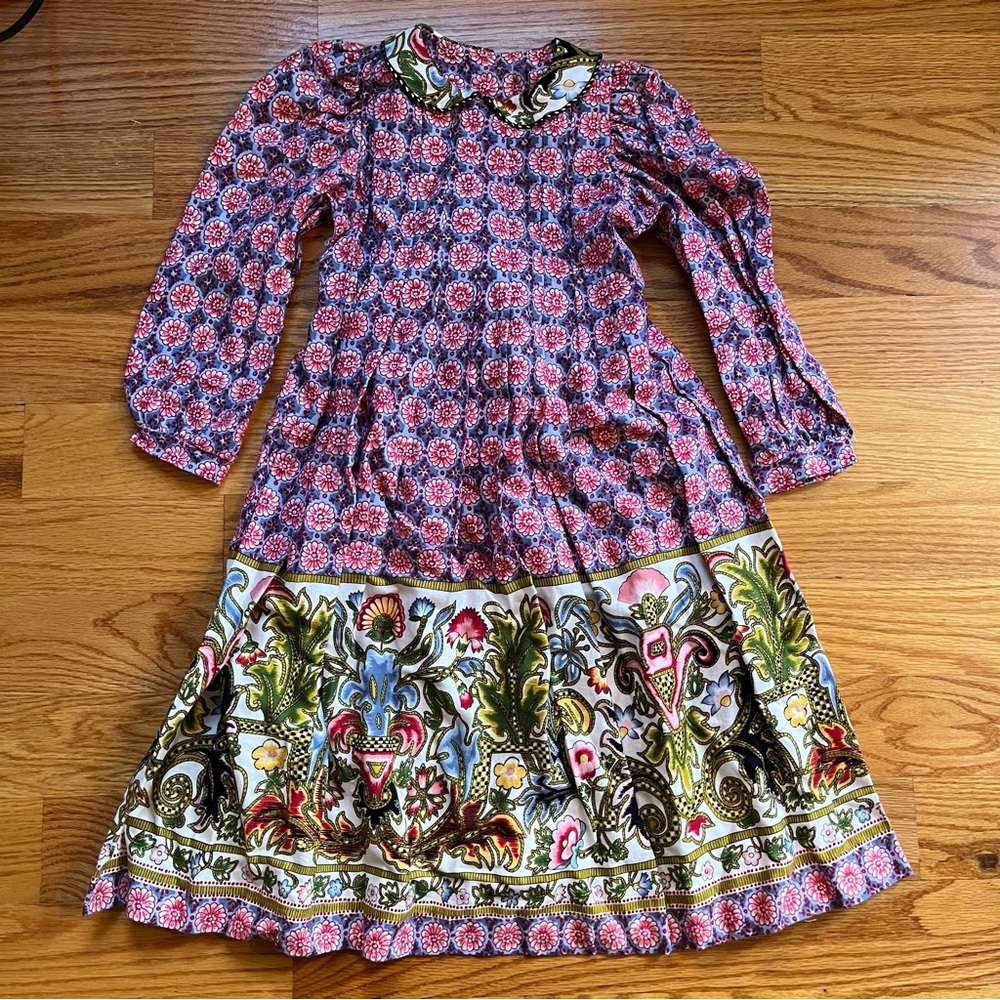Mousefeathers vintage floral patterned collared dress size 6X